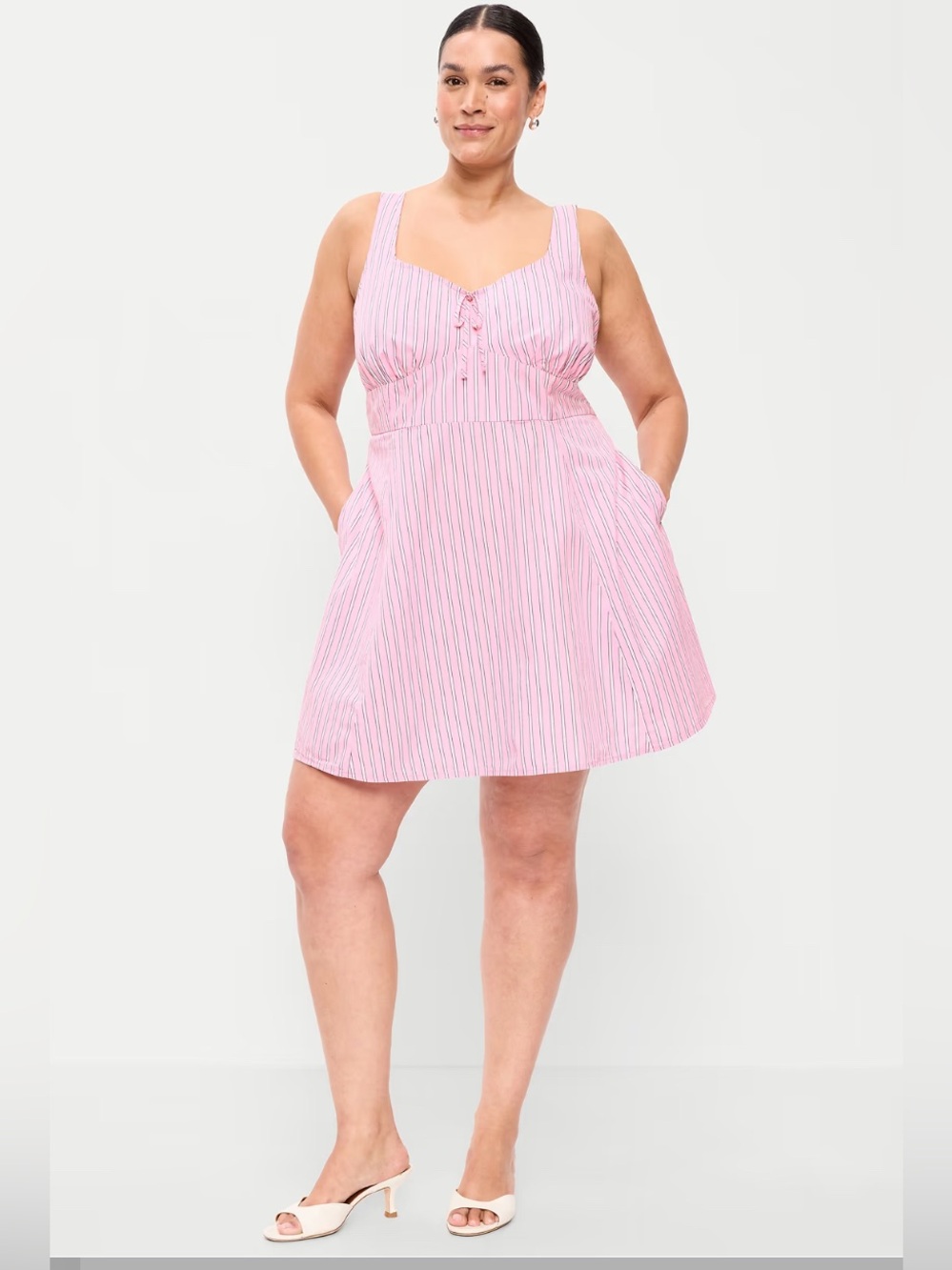 Old Navy Pink Striped Sundress with Navy and White Accents